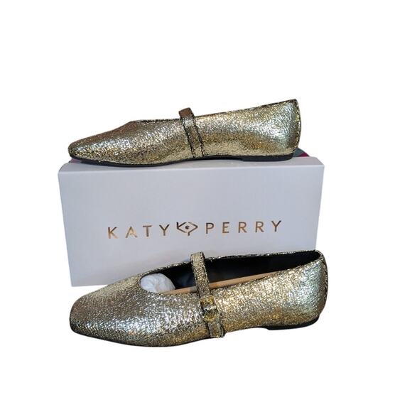 Katy Perry The Evie Gold Mary Jane Flat Size 10 - Picture 1 of 7